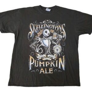 Skellington's Pumpkin Ale Parody Men's XL T Shirt Hanes Double-Sided Retro